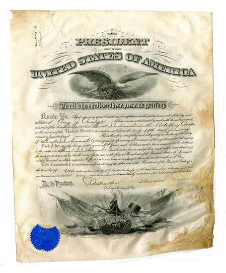 Theodore Roosevelt Signed Military Commission