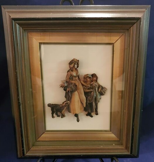 Three Dimensonal Victorian Carved wood, Mother and