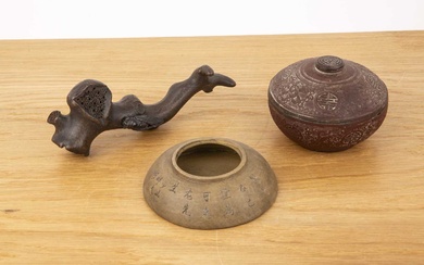 Three scholars pieces Chinese, 19th/20th Century including a Yixing brush...