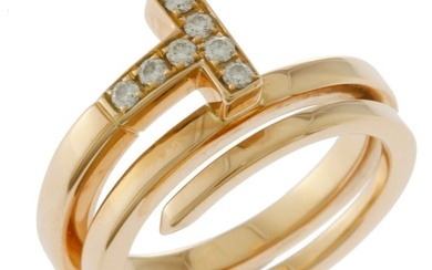 Tiffany T Square Wrap Diamond Ring No. 10 K18 Pink Gold Women's TIFFANY&Co.