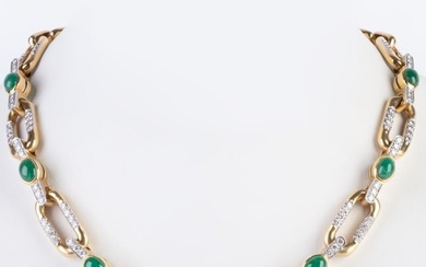 Tiffany & Co. 18k Gold, Diamond and Emerald Link Necklace