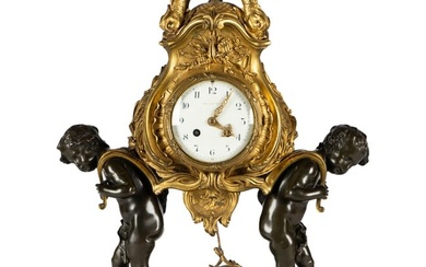 Tiffany and Co. French Gilt and Patinated Bronze Mantel Clock
