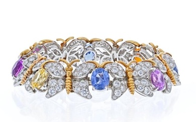 Tiffany & Co. Schlumberger Platinum & 18K Yellow Gold Butterfly Motif Bracelet