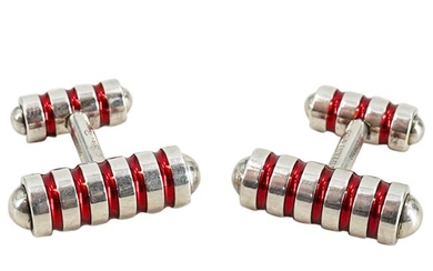 Tiffany & Co. Sterling Silver Red Enamel Paloma Picasso Cufflinks