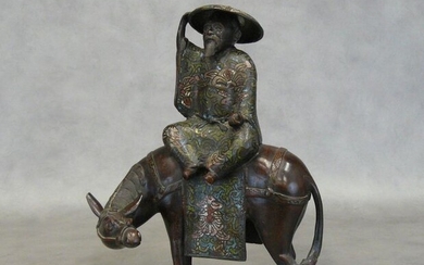 Toba on his mule: bronze cloisonné subject. Far East late...