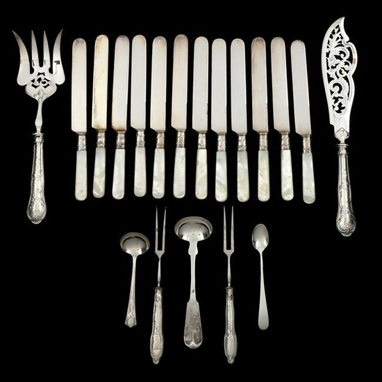 Twelve Mother-of-Pearl Handled Knives and Assorted