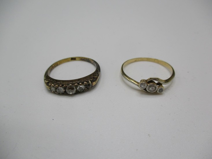 Two 18ct gold rings, each set with diamonds, 4.6g Location: ...
