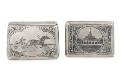 Two Russian Niello Silver Cigarette Cases
