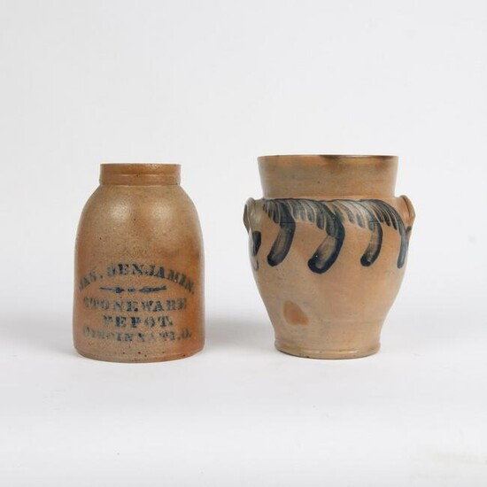 Two Salt-Glazed Stoneware Items, 19th c.