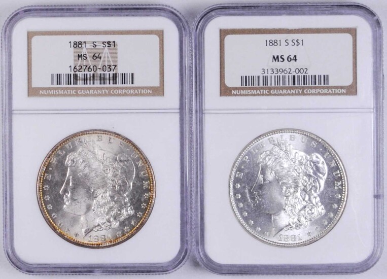 UNITED STATES OF AMERICA. Duo of Dollars (2 Pieces), 1881-S. San Francisco Mint. Both NGC MS-64 Certified.