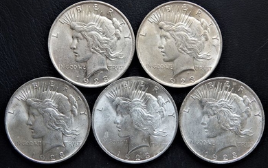 USA - Dollars (Peace) 1923 - Philadelphia mint (5 pieces) - Silver