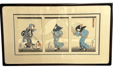UTAGAWA KUNISADA (1786-1865) WOODBLOCK TRIPTYCH