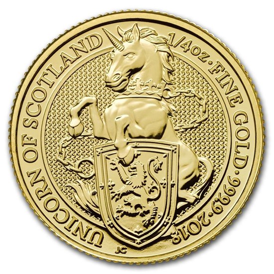United Kingdom - 25 Pounds 2018 Queens Beasts Unicorn of Scotland - ¼ oz - Gold