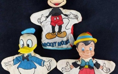 Vintage Disney Hand Puppets Mickey Donald