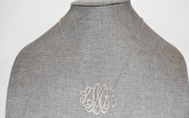 Vintage Sterling Silver modernist pendant Necklace 18"