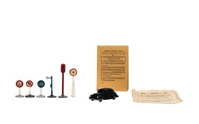 WIKING Konvolut Verkehrsspiel und 5 Verkehrszeichen, 1950er Jahre