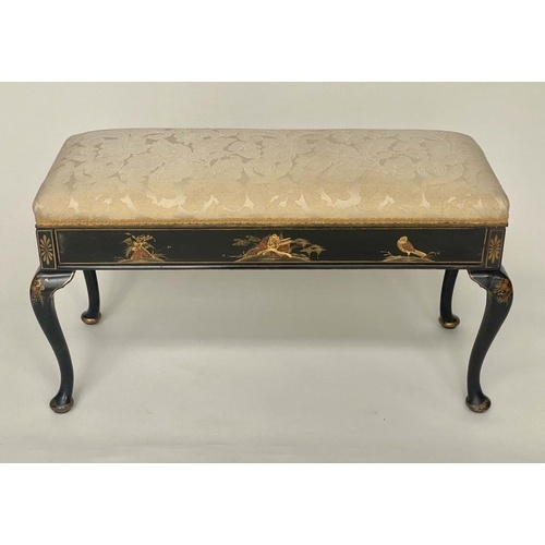 WINDOW SEAT/DUET STOOL, early 20th century lacquered and gil...