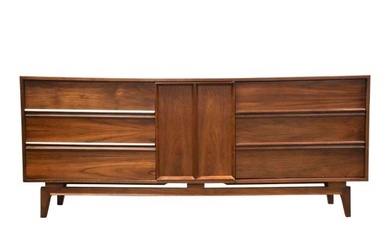 Walnut Mid Century Modern Long Dresser