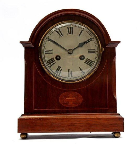Walnut veneer on oak table clock