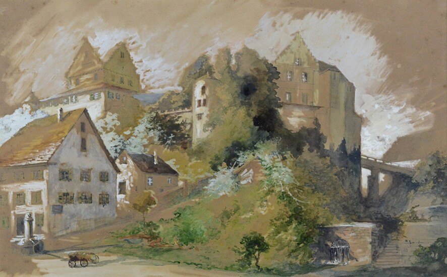 Watercolourist (19th/20th century), "Meersburg", view of the old castle, fine watercolour on paper