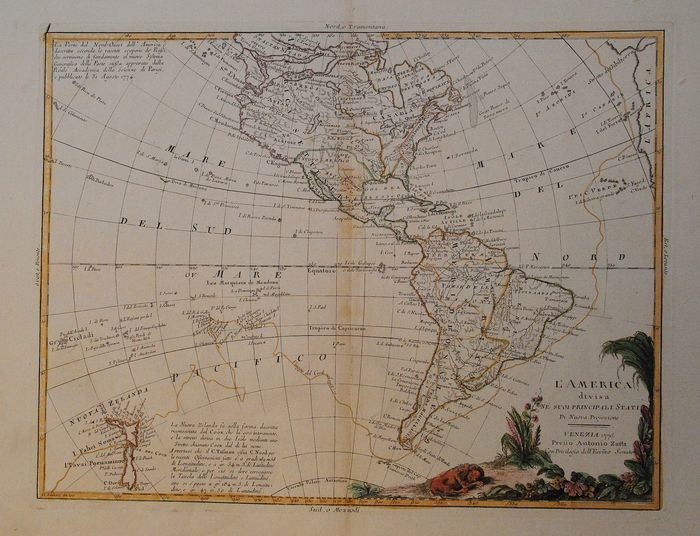 Western Hemisphere, Noord-Amerika, Zuid-Amerika; A. Zatta - L'America divisa Ne' Suoi Principali Stati - 1761-1780