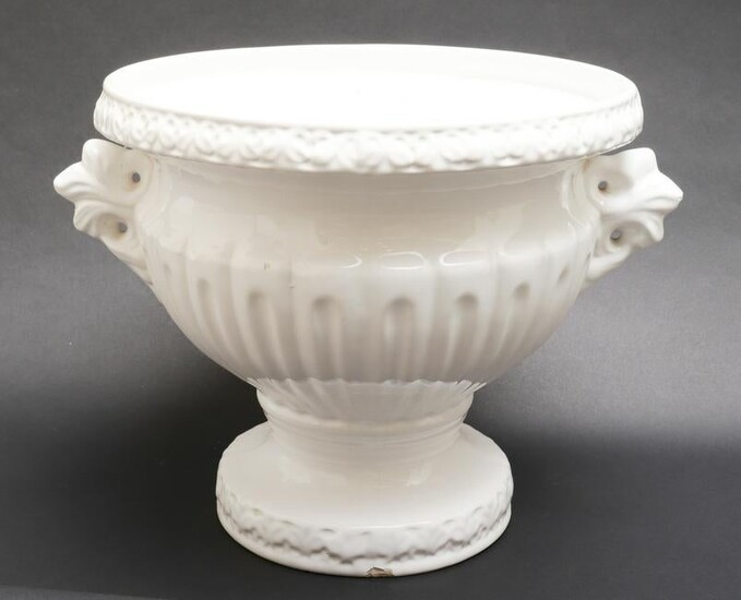 White Glazed Ceramic Urn Form Jardiniere