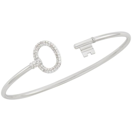 White Gold and Diamond 'Key' Bangle Bracelet, Tiffany & Co.