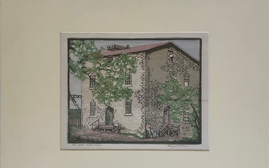 Whittemore, Margaret (1897-1983) "Old Mill-Valley Falls" wood cut block print
