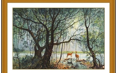 Yan Kang Qian Original Watercolor Painting Signed Chinese Landscape Framed Art Qq