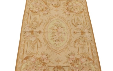 Handwoven Aubusson Floral Wool Area Rug