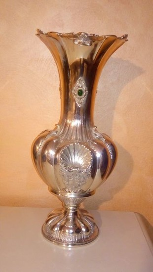 large vase - .800 silver - Italy - First half 20th century
