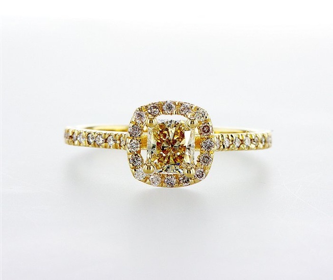 no reserve price - 14 kt. Yellow gold - Ring - 0.74 ct Diamond - Diamonds
