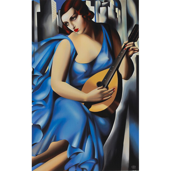 Tamara de Lempicka (1898-1980), Blue Woman with a Guitar