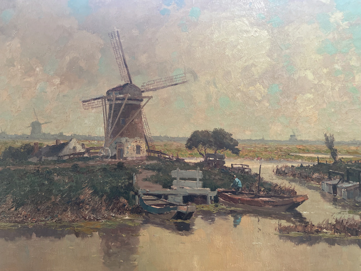 Gerardus Johannes Delfgaauw, "Polder landscape with windmills"